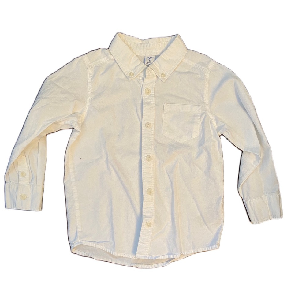Old Navy White Button-Up Long Sleeve - Size 4T